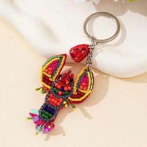 Vibrant Beaded Lobster Keychain